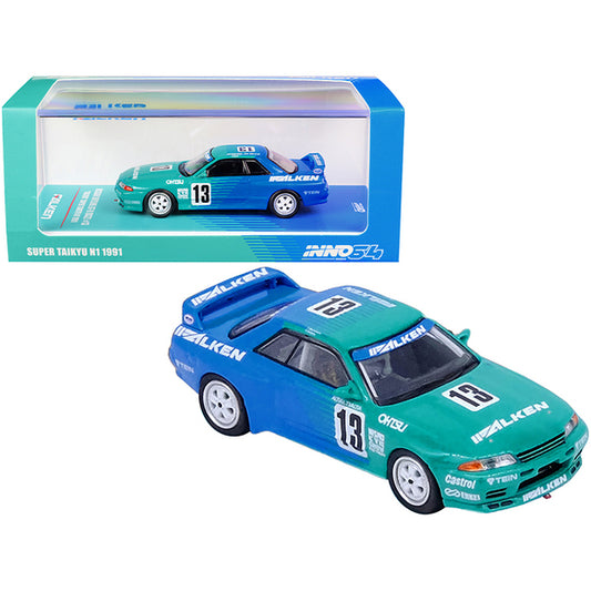 Nissan Skyline GT-R (R32) RHD (Right Hand Drive) #13 "Falken Tires" Super Taikyu N1 (1991) 1/64 Diecast Model Car by Inno Models