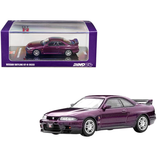 Nissan Skyline GT-R (R33) RHD (Right Hand Drive) Midnight Purple Metallic 1/64 Diecast Model Car by Inno Models