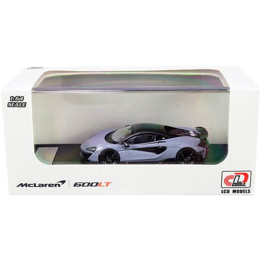 McLaren 600LT Gray with Carbon Top and Carbon Accents 1/64 Diecast Model Car by LCD Models