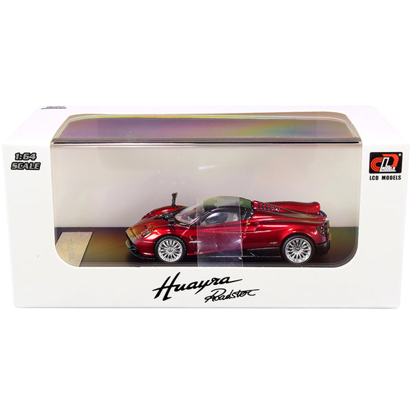 Pagani Huayra Roadster Red Metallic with Carbon Top and Carbon Accents 1/64 Diecast Model Car by LCD Models