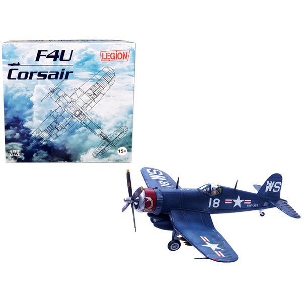 Vought F4U-4 Corsair Fighter Plane Marine Fighter Squadron 323 (VMF-323) "Death Rattlers" USS Sicily (CVE-118) (1951) 1/72 Diecast Airplane Model by Legion