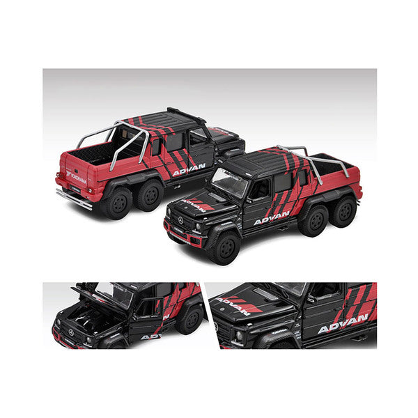 Mercedes-Benz G63 AMG 66 Pickup Truck Black and Red "Advan" Livery 1/64 Diecast Model Car by Era Car