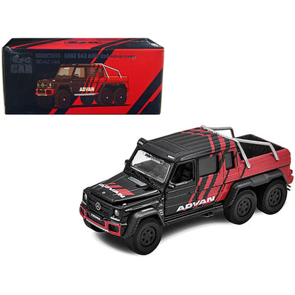 Mercedes-Benz G63 AMG 66 Pickup Truck Black and Red "Advan" Livery 1/64 Diecast Model Car by Era Car