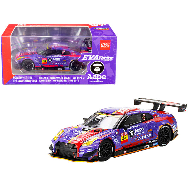 Nissan GT-R Nismo GT30 EVA RT Test Type-01 #33 "Aape x Eva Racing" Kakusei Edition NISMO Festival (2019) "MINI GT x Pop Race" 1/64 Diecast Model Car by True Scale Miniatures