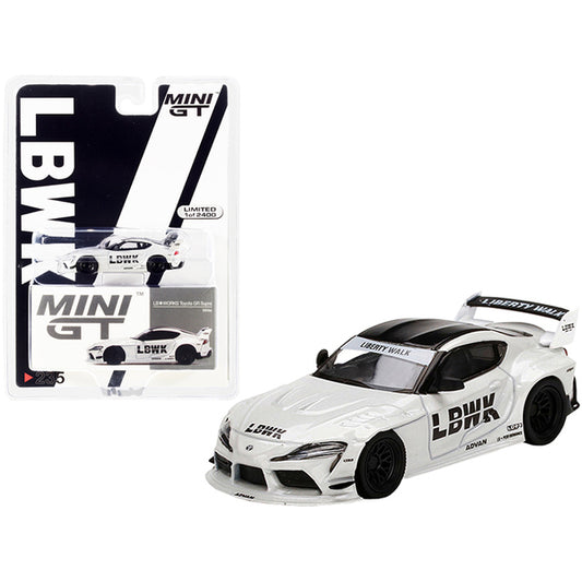 Toyota GR Supra LB WORKS Off White Metallic with Black Top Limited Edition to 2400 pieces Worldwide 1/64 Diecast Model Car by True Scale Miniatures