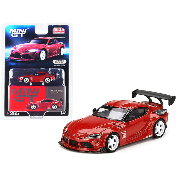 Toyota GR Supra "HKS" Renaissance Red with Carbon Accents and White Wheels Limited Edition to 3000 pieces Worldwide 1/64 Diecast Model Car by True Scale Miniatures