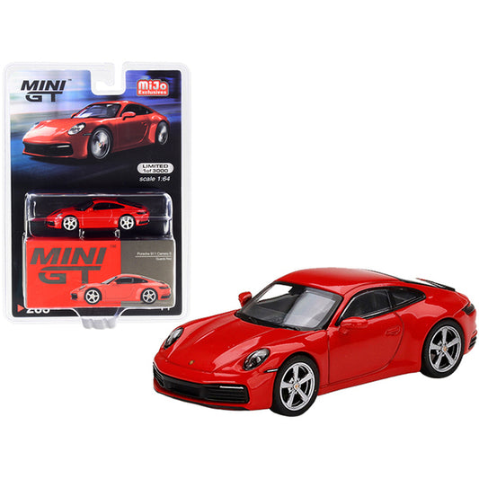 Porsche 911 (992) Carrera 4S Guards Red Limited Edition to 3000 pieces Worldwide 1/64 Diecast Model Car by True Scale Miniatures