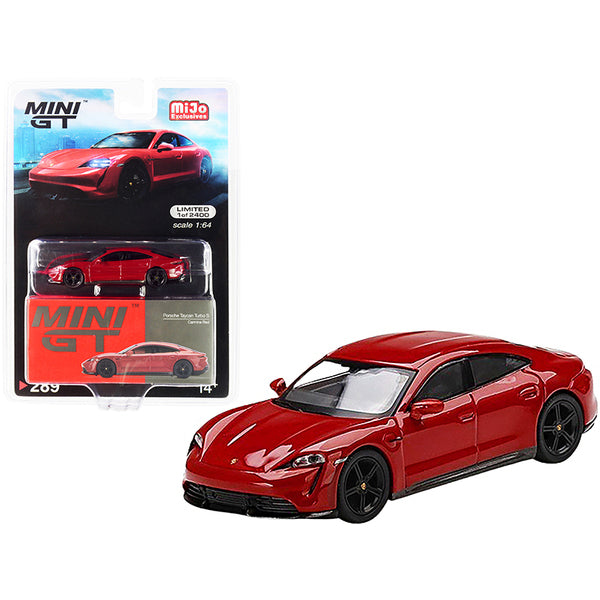 Porsche Taycan Turbo S Carmine Red Limited Edition to 2400 pieces Worldwide 1/64 Diecast Model Car by True Scale Miniatures