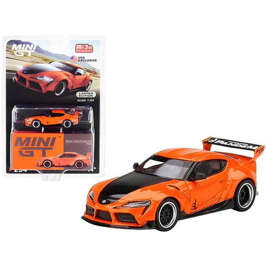 Toyota GR Supra V1.0 Pandem Orange and Black 1/64 Diecast Model Car by True Scale Miniatures