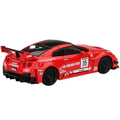 Nissan 35GT-RR Ver.1 LB-Silhouette Works GT LBWK RHD (Right Hand Drive) #35 Red with Black Top and Graphics Limited Edition to 3600 pieces Worldwide 1/64 Diecast Model Car by True Scale Miniatures