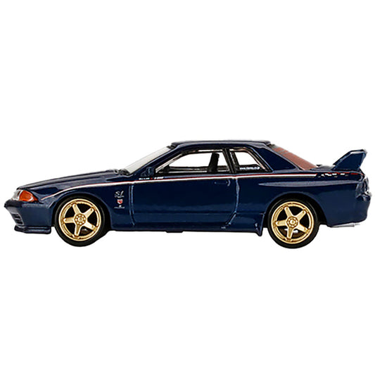 Nissan Skyline GT-R (R32) Nismo S-Tune RHD (Right Hand Drive) Dark Blue Metallic with Stripes Limited Edition to 3000 pieces Worldwide 1/64 Diecast Model Car by True Scale Miniatures