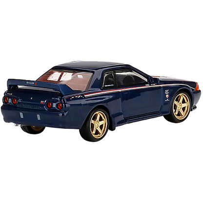 Nissan Skyline GT-R (R32) Nismo S-Tune RHD (Right Hand Drive) Dark Blue Metallic with Stripes Limited Edition to 3000 pieces Worldwide 1/64 Diecast Model Car by True Scale Miniatures