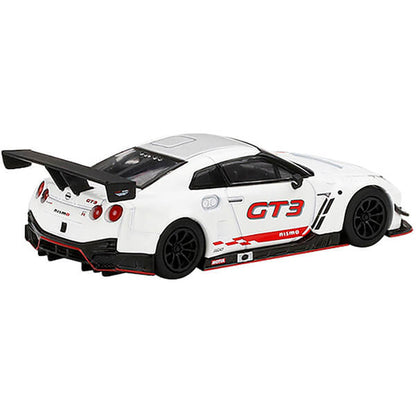 Nissan GT-R Nismo GT3 White with Silver Top and Graphics "2018 Presentation" Limited Edition to 3600 pieces Worldwide 1/64 Diecast Model Car by True Scale Miniatures