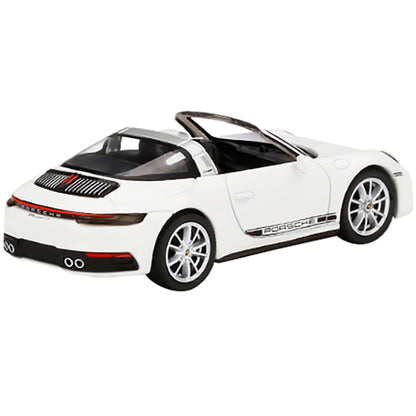 Porsche 911 Targa 4S Convertible White with Black Stripes Limited Edition to 3600 pieces Worldwide 1/64 Diecast Model Car by True Scale Miniatures