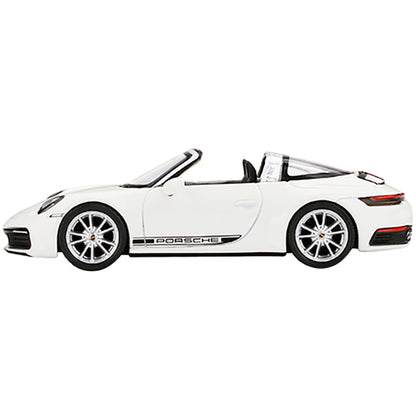 Porsche 911 Targa 4S Convertible White with Black Stripes Limited Edition to 3600 pieces Worldwide 1/64 Diecast Model Car by True Scale Miniatures