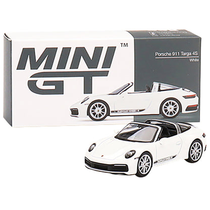 Porsche 911 Targa 4S Convertible White with Black Stripes Limited Edition to 3600 pieces Worldwide 1/64 Diecast Model Car by True Scale Miniatures