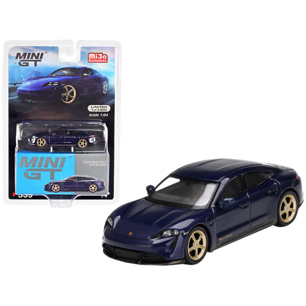 Porsche Taycan Turbo S Gentian Blue Metallic Limited Edition to 2400 pieces Worldwide 1/64 Diecast Model Car by True Scale Miniatures