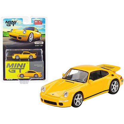 RUF CTR Anniversary Blossom Yellow with Black Stripes Limited Edition to 4800 pieces Worldwide 1/64 Diecast Model Car by True Scale Miniatures