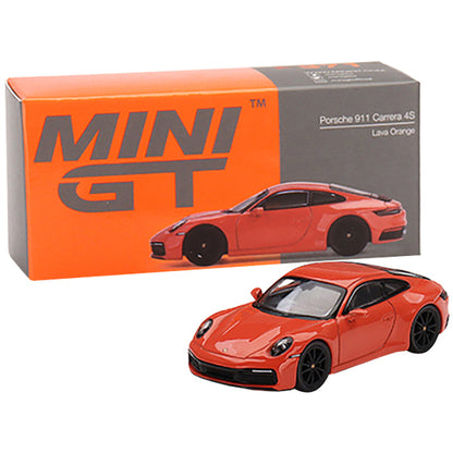 Porsche 911 (992) Carrera 4S Lava Orange Limited Edition to 3000 pieces Worldwide 1/64 Diecast Model Car by True Scale Miniatures