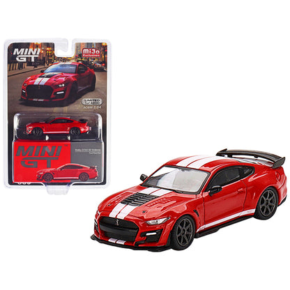 Shelby GT500 SE Widebody Ford Race Red with White Stripes Limited Edition to 4200 pieces Worldwide 1/64 Diecast Model Car by True Scale Miniatures