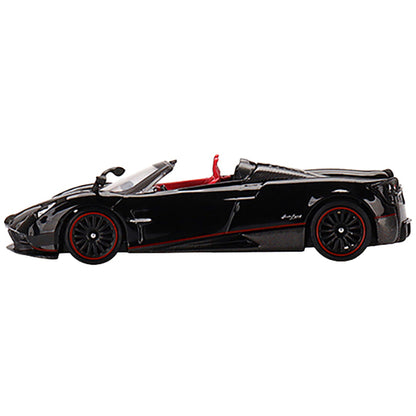 Pagani Huayra Roadster Black with Red Stripes and Interior Limited Edition to 2400 pieces Worldwide 1/64 Diecast Model Car by True Scale Miniatures