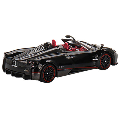 Pagani Huayra Roadster Black with Red Stripes and Interior Limited Edition to 2400 pieces Worldwide 1/64 Diecast Model Car by True Scale Miniatures