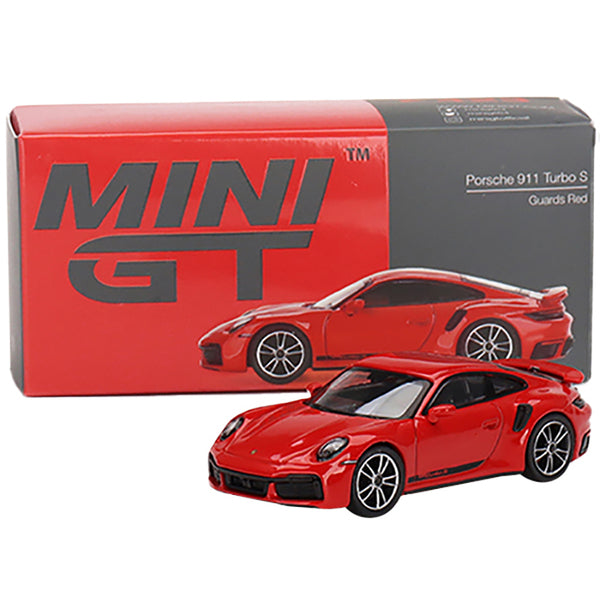 Porsche 911 Turbo S Guards Red with Black Stripes Limited Edition to 3000 pieces Worldwide 1/64 Diecast Model Car by True Scale Miniatures