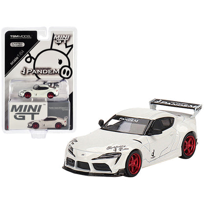 Toyota Pandem GR Supra V1.0 RHD (Right Hand Drive) Pearl White with Graphics Limited Edition to 2400 pieces Worldwide 1/64 Diecast Model Car by True Scale Miniatures