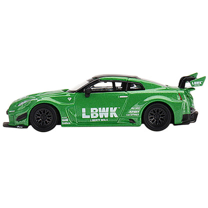 Nissan 35GT-RR Ver.1 LB-Silhouette Works GT LBWK Apple Green with Black Top Limited Edition to 2400 pieces Worldwide 1/64 Diecast Model Car by True Scale Miniatures