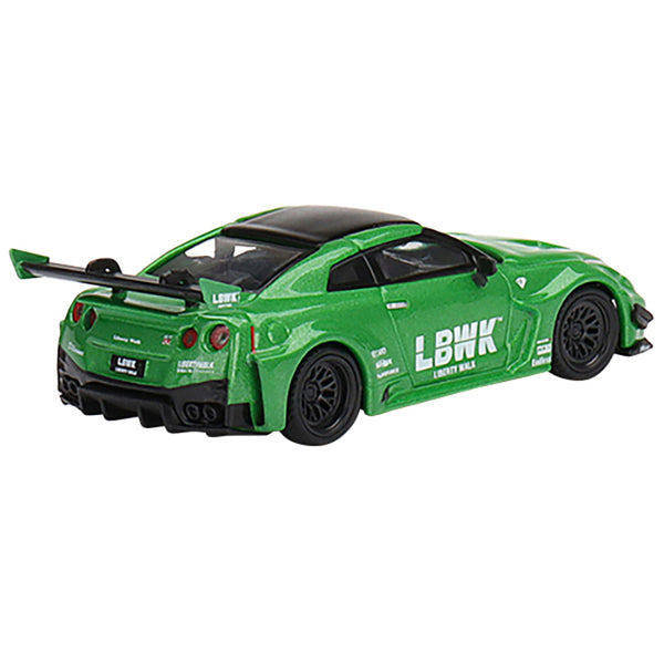 Nissan 35GT-RR Ver.1 LB-Silhouette Works GT LBWK Apple Green with Black Top Limited Edition to 2400 pieces Worldwide 1/64 Diecast Model Car by True Scale Miniatures