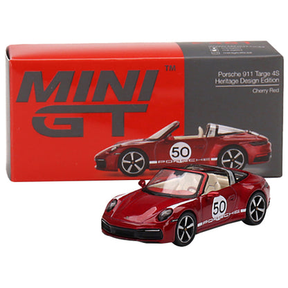 Porsche 911 Targa 4S Convertible "Heritage Design" Edition #50 Cherry Red Metallic Limited Edition to 1800 pieces Worldwide 1/64 Diecast Model Car by True Scale Miniatures