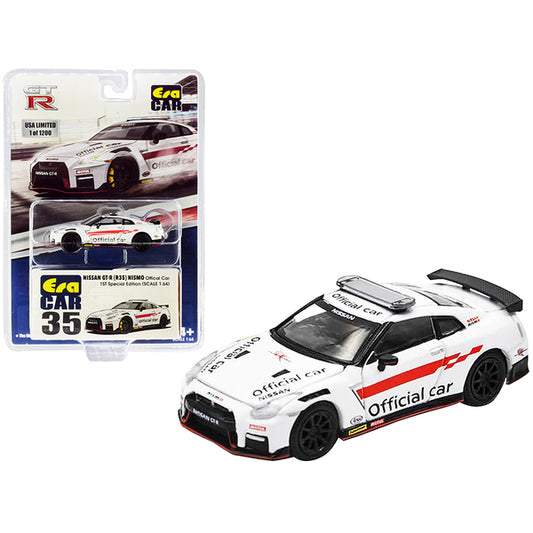 Nissan GT-R (R35) Nismo RHD (Right Hand Drive) "Official Car" White Limited Edition to 1200 pieces "Special Edition" 1/64 Diecast Model Car by Era Car