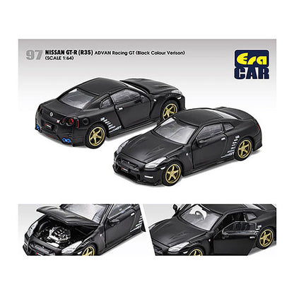 Nissan GT-R (R35) RHD (Right Hand Drive) Matt Black "Advan Racing GT" Limited Edition to 1200 pieces Worldwide 1/64 Diecast Model Car by Era Car