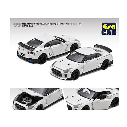 Nissan GT-R (R35) RHD (Right Hand Drive) White "Advan Racing GT" Limited Edition to 960 pieces Worldwide 1/64 Diecast Model Car by Era Car