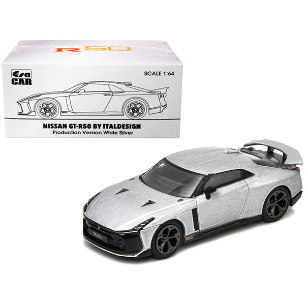 Nissan GT-R50 by Italdesign White Silver 1/64 Diecast Model Car by Era Car