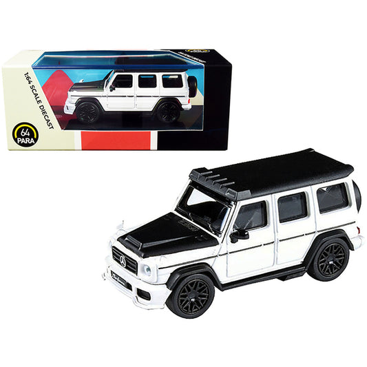 Mercedes AMG G63 Liberty Walk Wagon White with Black Hood and Top 1/64 Diecast Model Car by Paragon