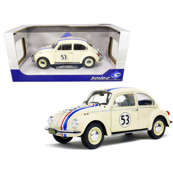 Volkswagen Beetle Racing #53 Cream with Stripes 1/18 Diecast Model Car by Solido