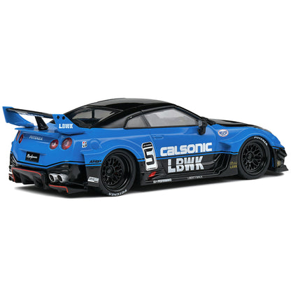 Nissan GT-R (R35) LB Silhouette Works GT RHD (Right Hand Drive) #5 Black and Blue "Calsonic" 1/43 Diecast Model Car by Solido