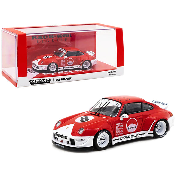 Porsche RWB 993 #8 "Morelow" Red and White "RAUH-Welt BEGRIFF" 1/43 Diecast Model Car by Tarmac Works