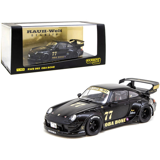 Porsche RWB 993 #77 "Oba Bone" Matt Black "RAUH-Welt BEGRIFF" 1/43 Diecast Model Car by Tarmac Works