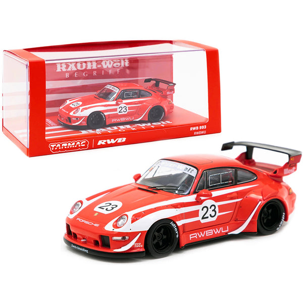 Porsche RWB 993 #23 "RWBWU" Red with White Stripes "RAUH-Welt BEGRIFF" 1/43 Diecast Model Car by Tarmac Works