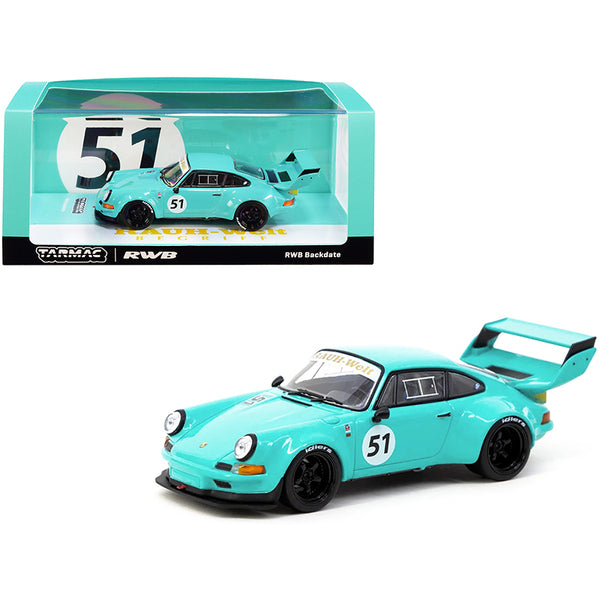 RWB Backdate #51 Turquoise Blue "RAUH-Welt BEGRIFF" 1/43 Diecast Model Car by Tarmac Works