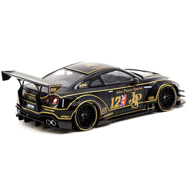 Nissan GT-R R35 Type 2 LB-Works RHD (Right Hand Drive) #12 Black "John Player Special" 1/43 Diecast Model Car by Tarmac Works