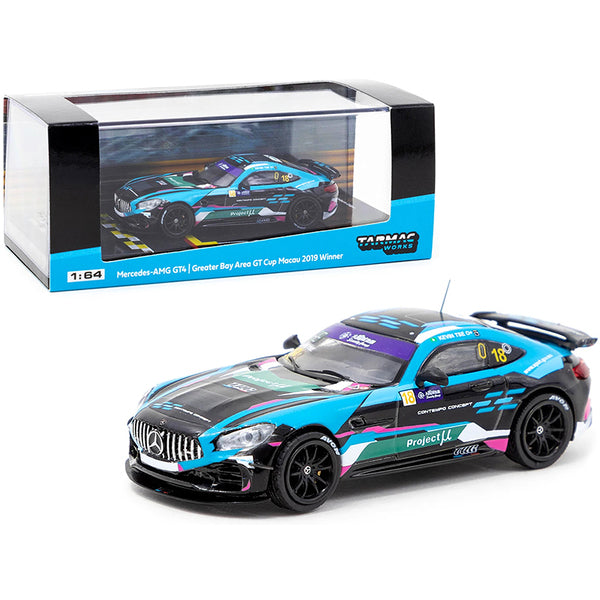 Mercedes AMG GT4 #18 Kevin Tse Winner Greater Bay Area GT Cup Macau (2019) 1/64 Diecast Model Car by Tarmac Works