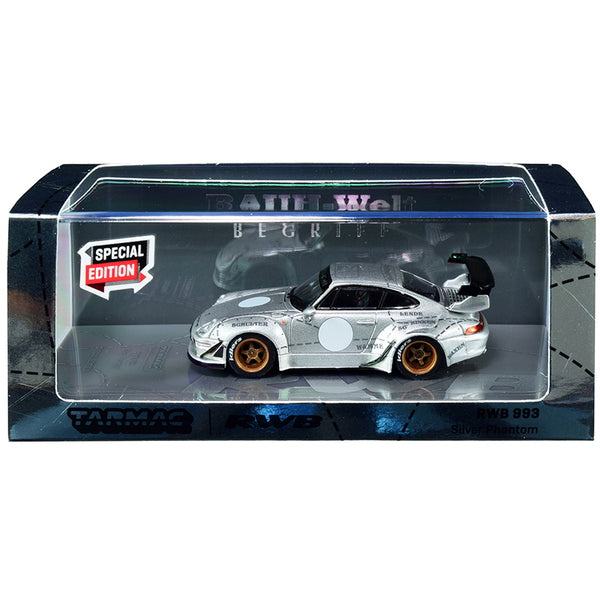 Porsche RWB 993 "Silver Phantom" Special Edition "RAUH-Welt BEGRIFF" 1/64 Diecast Model Car by Tarmac Works