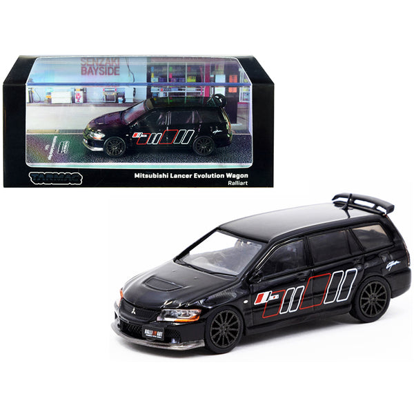 Mitsubishi Lancer Evolution Wagon RHD (Right Hand Drive) "Ralliart" Black with Graphics 1/64 Diecast Model Car by Tarmac Works