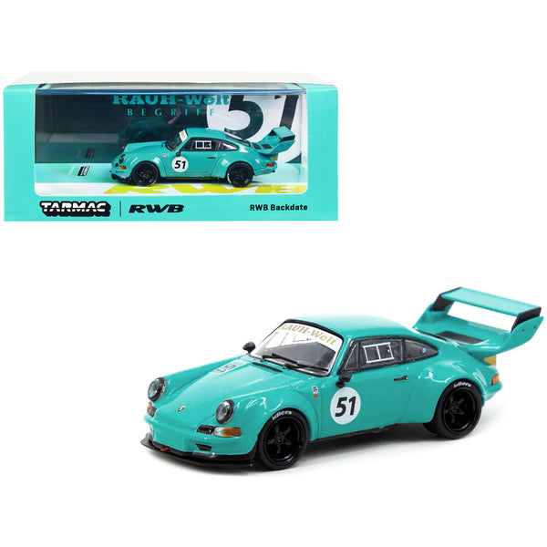 RWB Backdate #51 Blue "RAUH-Welt BEGRIFF" "Hobby64" Series 1/64 Diecast Model Car by Tarmac Works