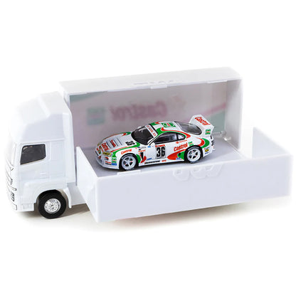 Toyota Supra GT RHD (Right Hand Drive) #36 Masanori Sekiya - Michael Krumm "JGTC (All Japan Grand Touring Car Championship)" with Plastic Transporter Packaging "Castrol" 1/64 Diecast Model Car by Tarmac Works