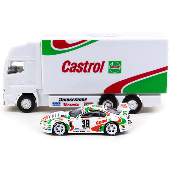 Toyota Supra GT RHD (Right Hand Drive) #36 Masanori Sekiya - Michael Krumm "JGTC (All Japan Grand Touring Car Championship)" with Plastic Transporter Packaging "Castrol" 1/64 Diecast Model Car by Tarmac Works