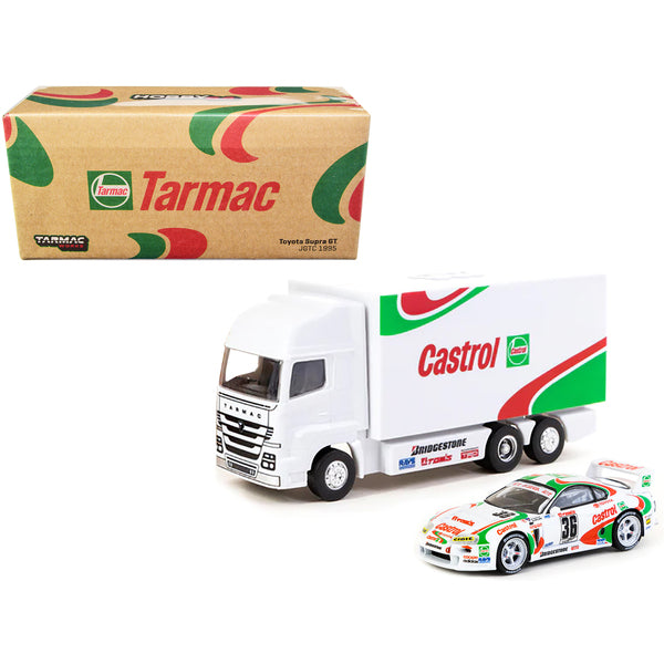 Toyota Supra GT RHD (Right Hand Drive) #36 Masanori Sekiya - Michael Krumm "JGTC (All Japan Grand Touring Car Championship)" with Plastic Transporter Packaging "Castrol" 1/64 Diecast Model Car by Tarmac Works